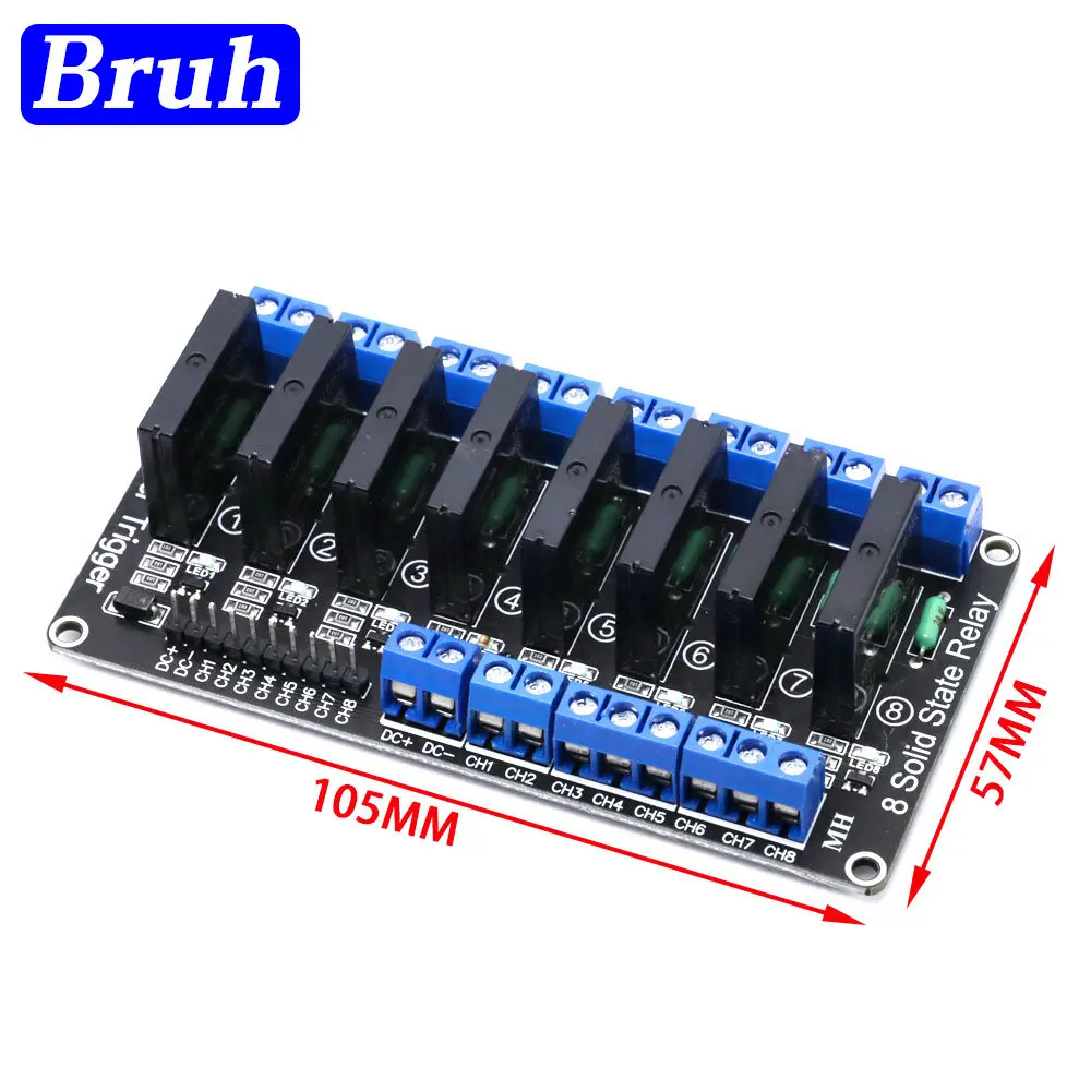 5V 1 Channel 2 4 6 8 Way SSR G3MB-202P Solid State Relay Module 240V 2A Output with Resistive Fuse For Arduino High Relay Module