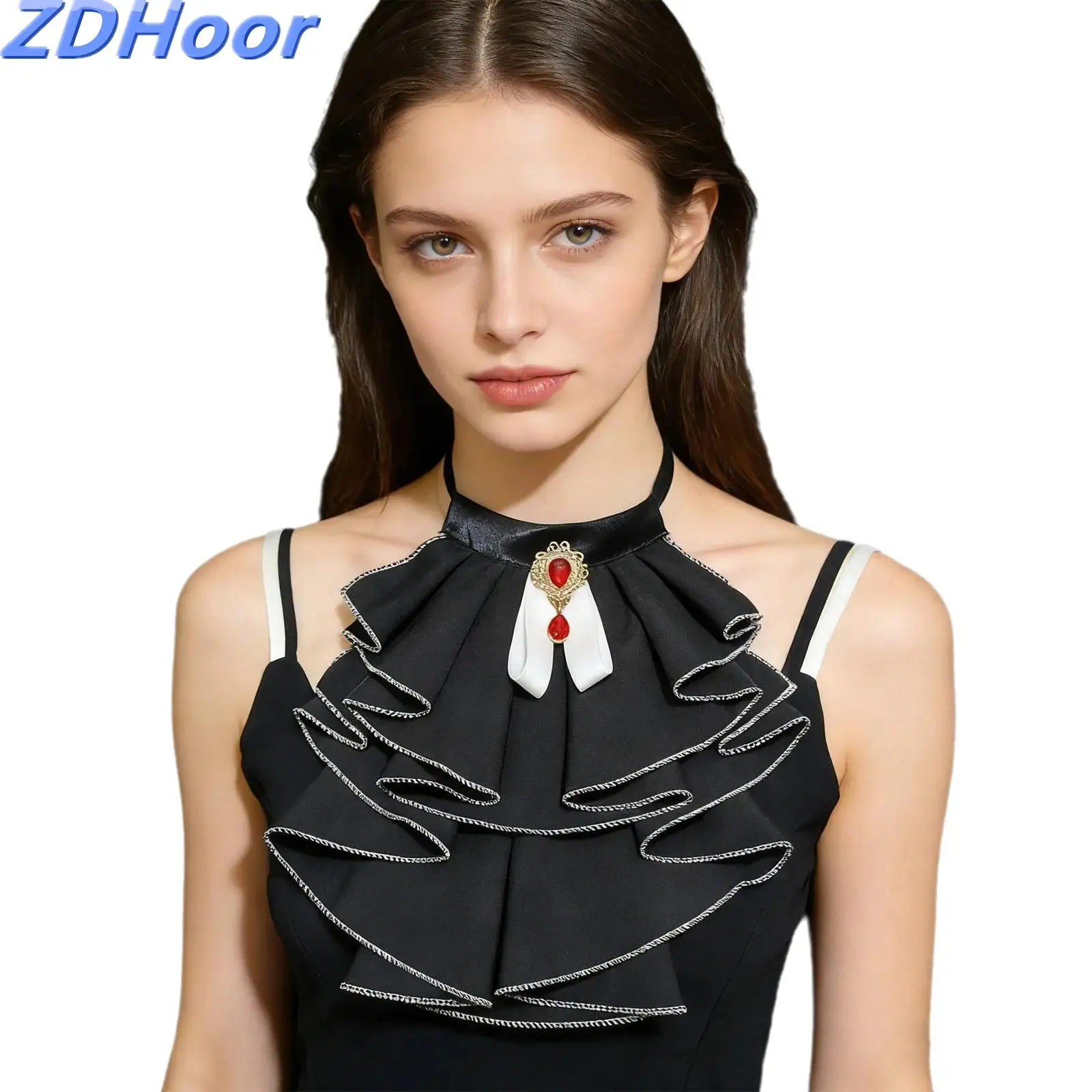 

Ruffle False Collar Medieval Costume Victorian Vintage Palace Detachable Ruffle Neck Collar for Costume Parties