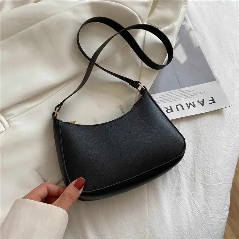 2024 New Women\'s Fashion Handbags Retro Solid Color PU Leather Shoulder Underarm Bag Casual Women Handbags Designer Bag