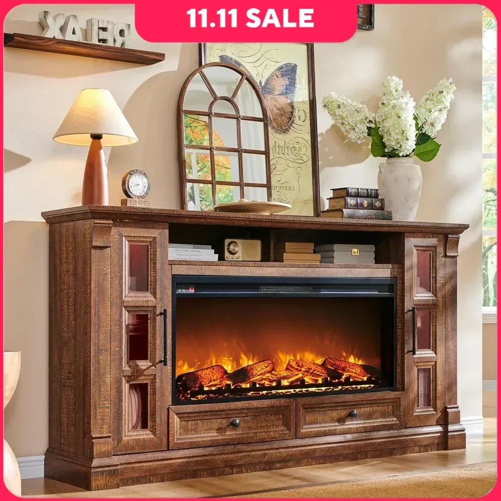 Electric Fireplaces TV Stand With Fireplace For Up-to-80 TV 72