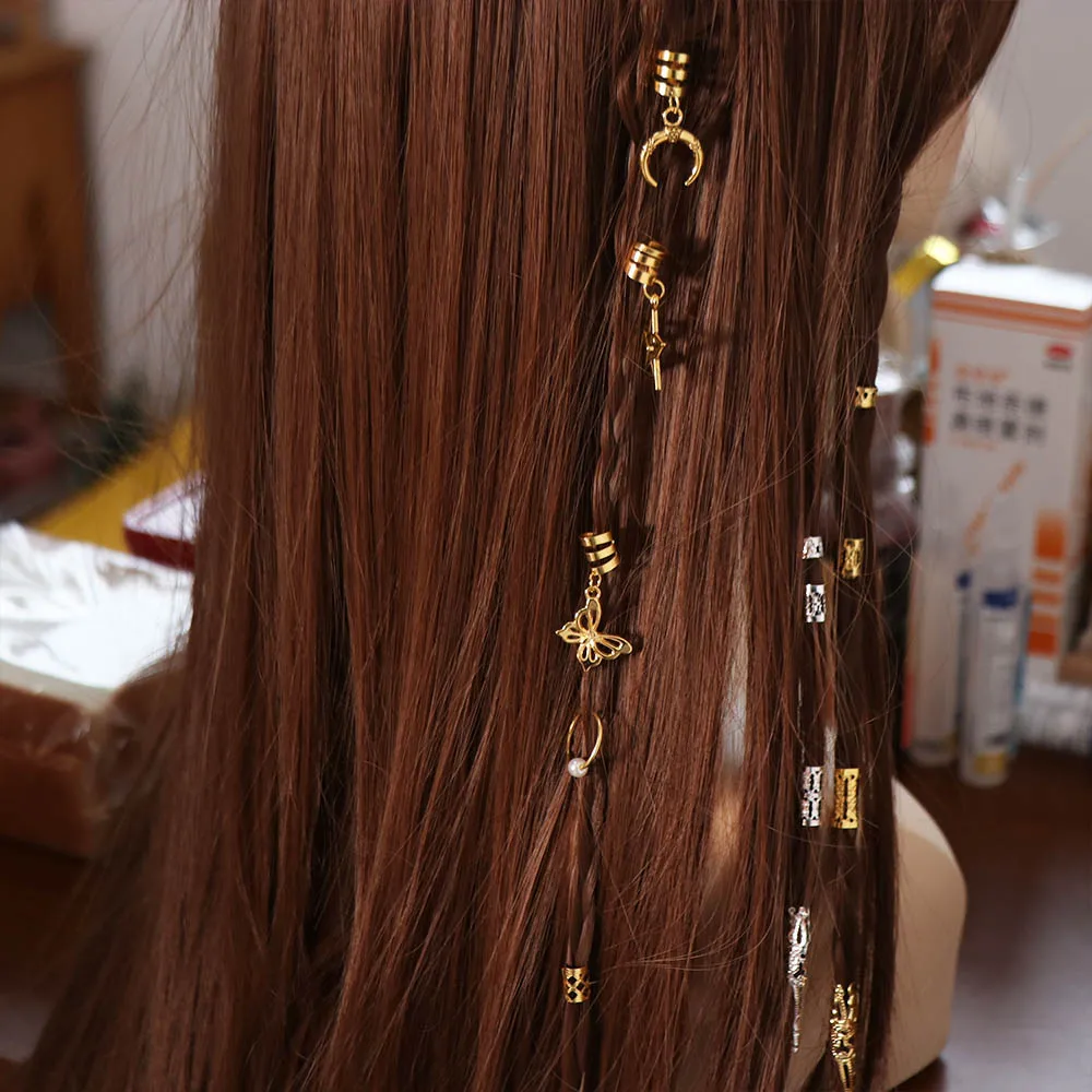 

25pcs Butterfly Hollow Out Hair Ring Dread Locks Hair Braiding Dreadlocks Beads Headwear Metal Cuff Clips Hair Braid Tubes Men