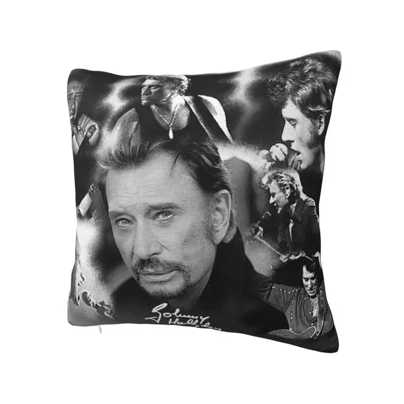 French Rock Legend Johnny Hallyday Throw Pillow Case Home Decor Cute Cushions Cover For Sofa Car Square Polyester Pillowcase