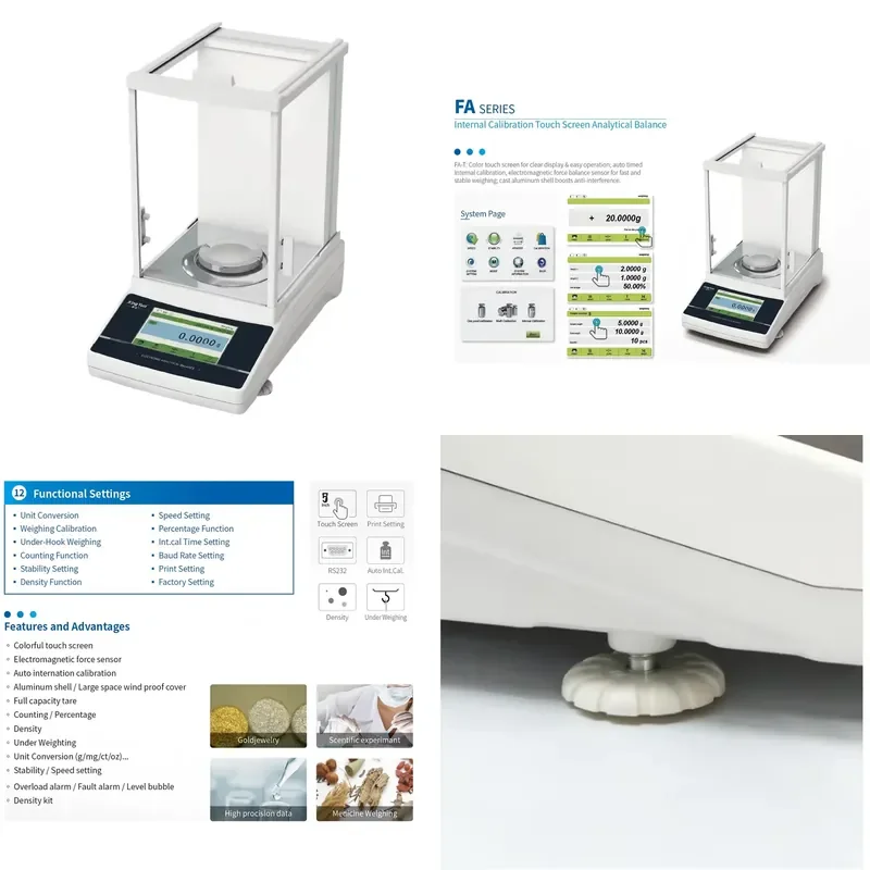 for 5 Inch Touch Screen 0.1mg 120g Aluminum Analytical Balance Digital Weighing Scale Velocimeter Gold Lab