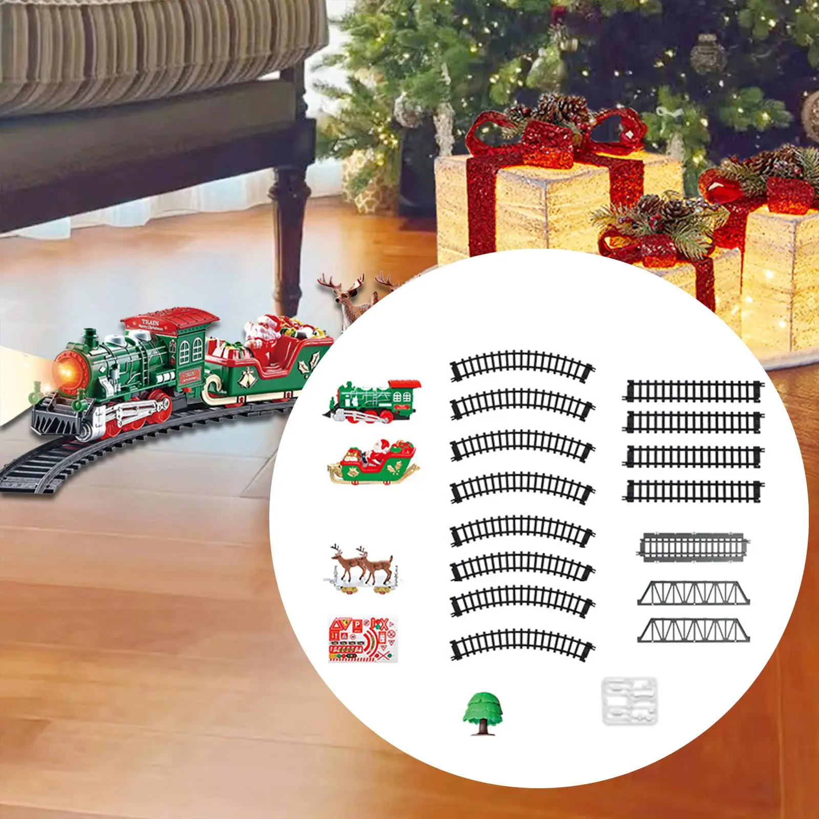 Weihnachtszug-Sets, Licht und Ton, DIY elektrisches Spielzeug-Zug-Set für Kinder