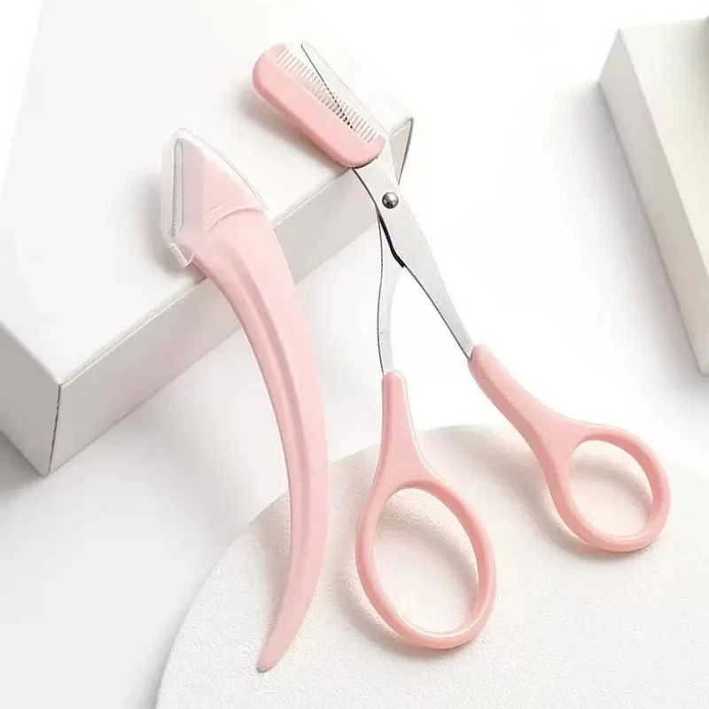 2pcs Eyebrow Scissors Stainless Steel  Precision Design, Durable Easy to Use Essential Makeup Item Fashionable Design