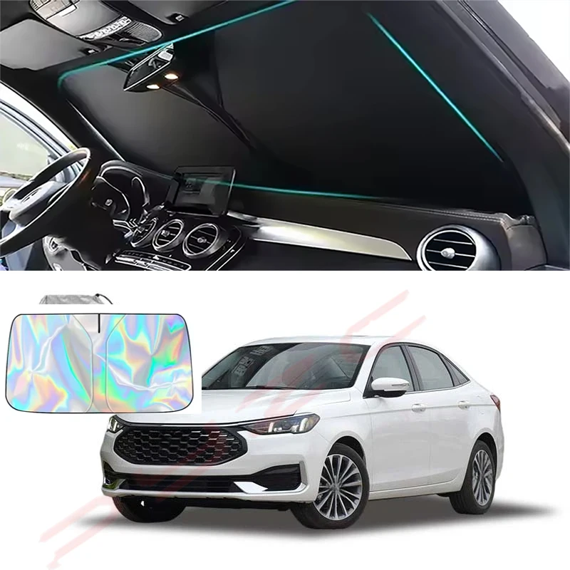 Parasol para Parabrisas de Coche Ford Escort 2019-2025, Cubierta para Ventana Delantera, Visera Protectora Solar, Protección UV Interior para Automóvil