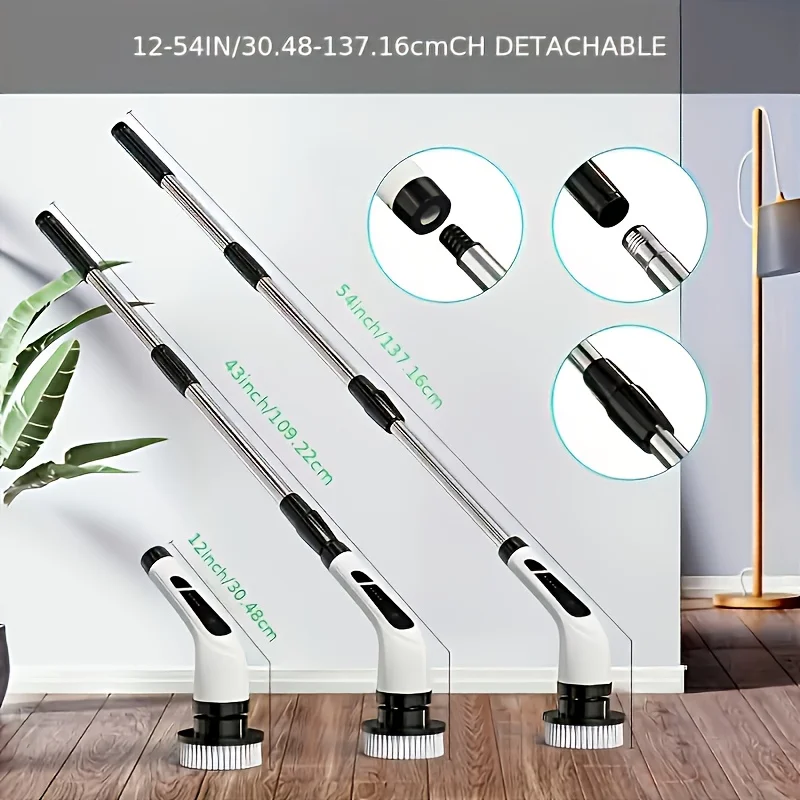 9 in 1 Multifunctional Handheld Electric Cleaning Brush With Telescopic Function, Bathroom Floor And Kitchen Cleaning Tool image 5