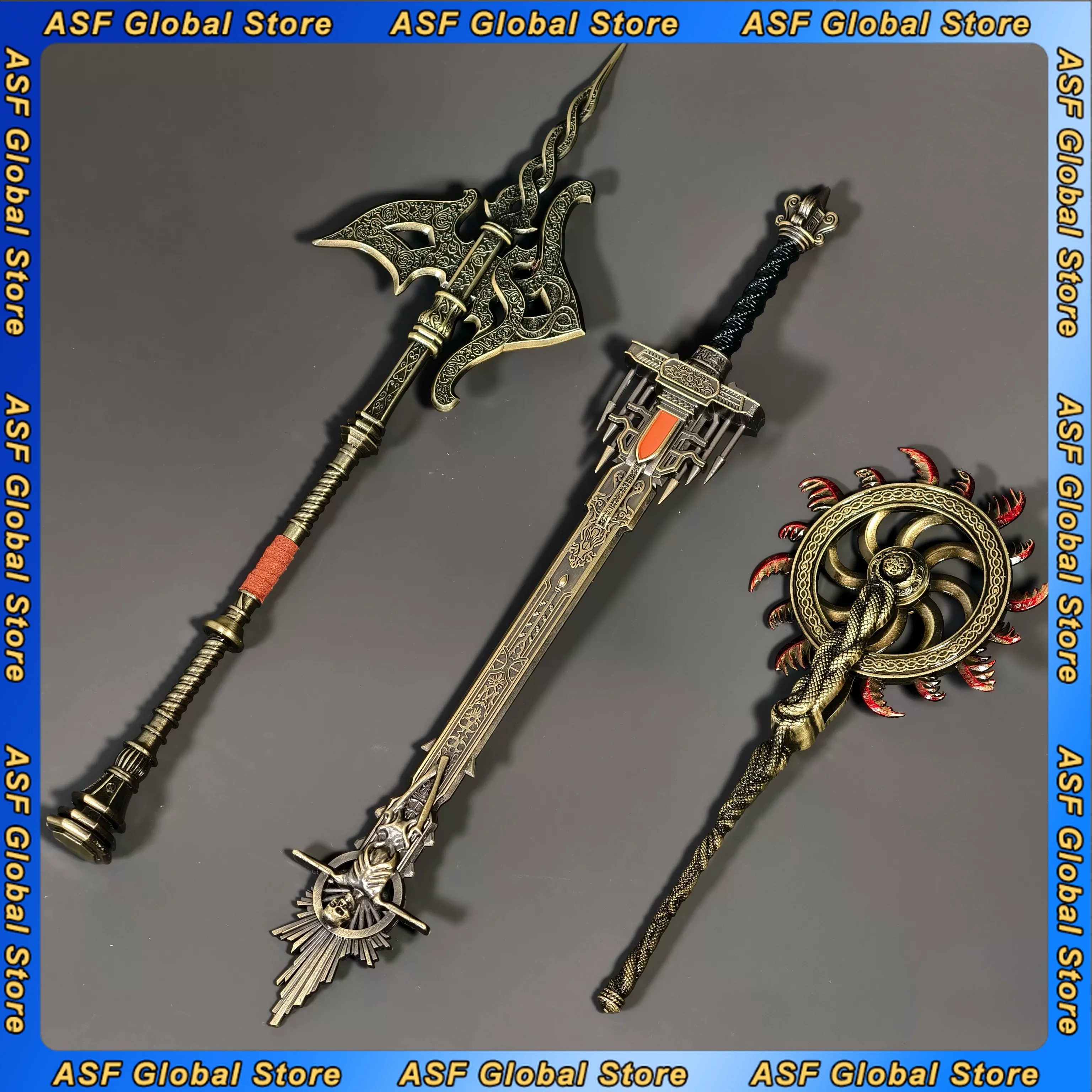 18cm Game Figure Golden Halberd Epitaph Ghiza S Wheel Giant Crusher Peripheral Metal Model Desktop Decoration Ornaments Gift Toy