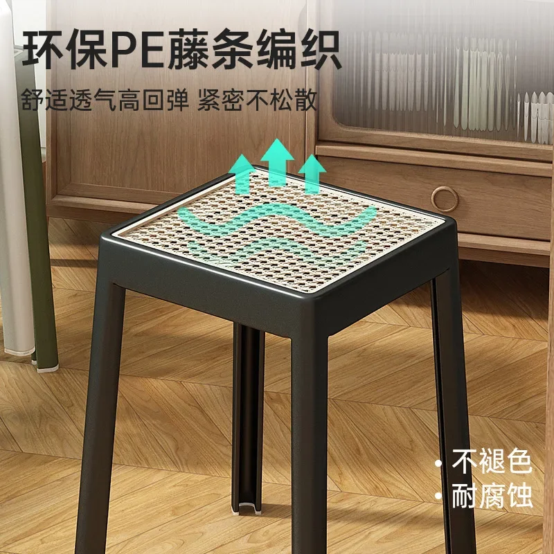 Dining Table, Chairs, Home Leisure, Advanced Sense, Thickened Rattan, Plastic Stool, Stackable Spare Stool