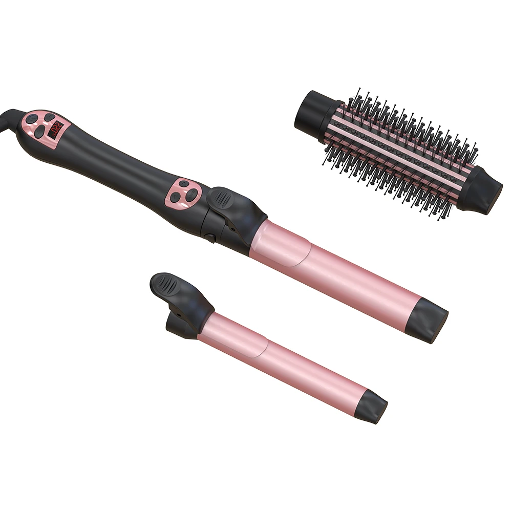 

Rose Gold Titanium Barrel Automatic Hair Curler LCD Temperature Instant Heat Ceramic Coating Curling Iron for Pretty Curls
