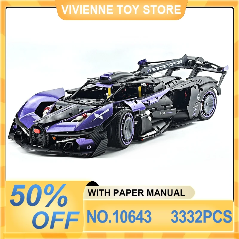 

Guly 10643 New MOC Technical Super Sport Car Scale 1:8 Model Building Blocks Bricks Diy Puzzle Toy Birthday Gifts For Boy