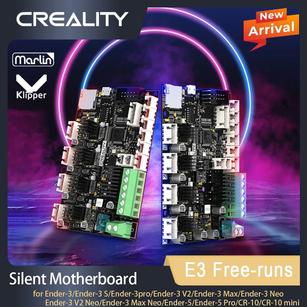 Creality nova chegada e3 free-run placa-mãe silenciosa atualização suporte necessário marlin & klipper firmware github código de código de código de código aberto