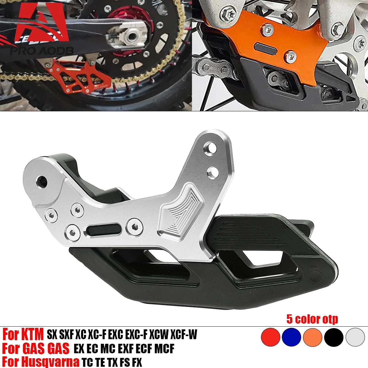 motorcycle of CNC Aluminium Chain Guide Guard For KTM EXC EXCF SX SXF XCF XCFW Husqvarna TC TE FE 125-501 FREERIDE 250R 350