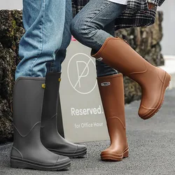 Bottes de pluie montantes pour hommes et femmes, même style, imperméables, longues, chaussures en caoutchouc, légères, couvre-chaussures non alds, neuves