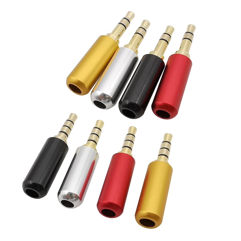 2/5/10Pcs 3.5mm 3/4 Poles Male Plug Stereo Audio Connector Gold-plated 3.5 mm Earphone Headphone Mini Jack Adapter for Repair