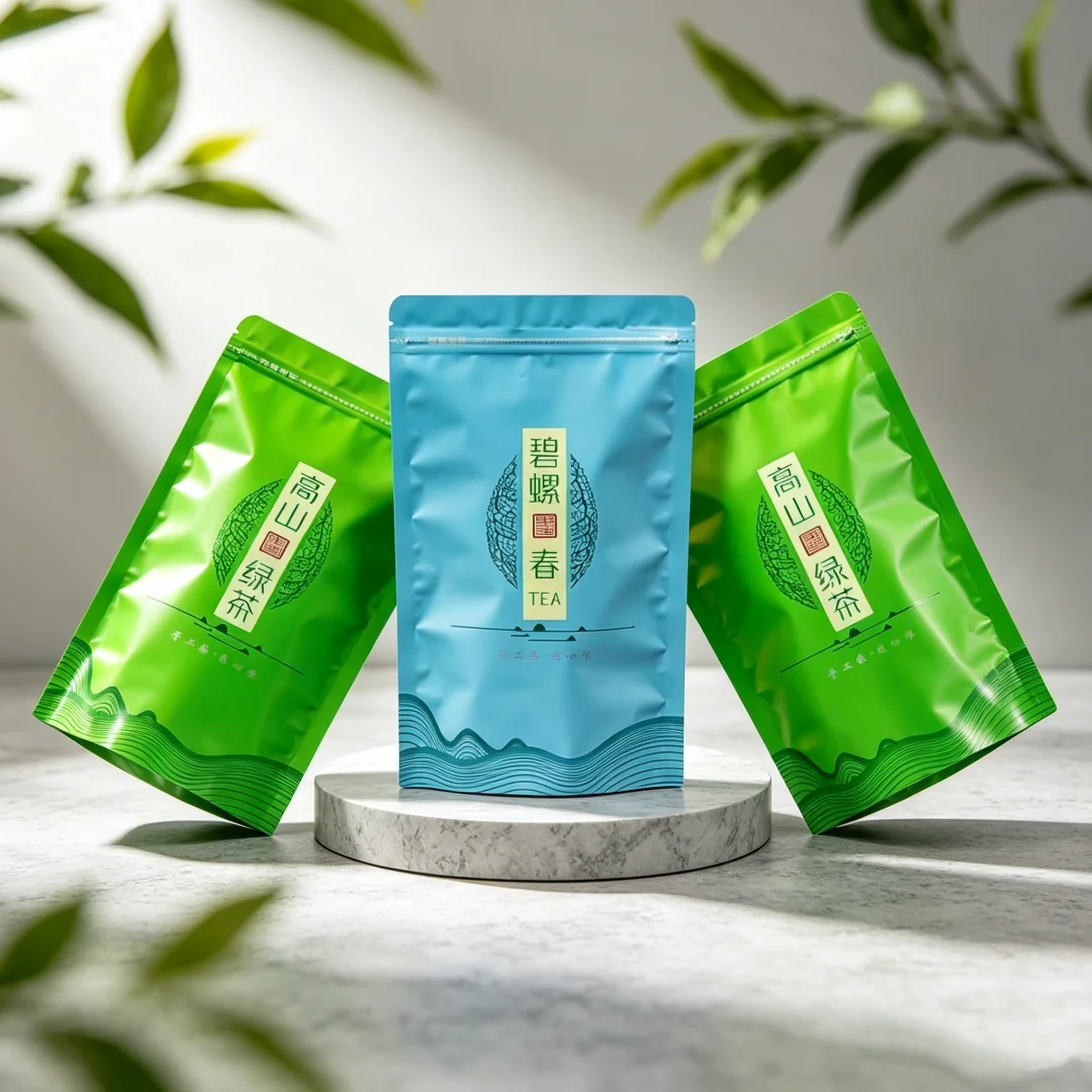 Chinese traditional pattern TieGuanYinYunWu Biluochun Tea Pot Zipper Bags Biluochun Green Tea Recyclable Sealing No Packing Bag