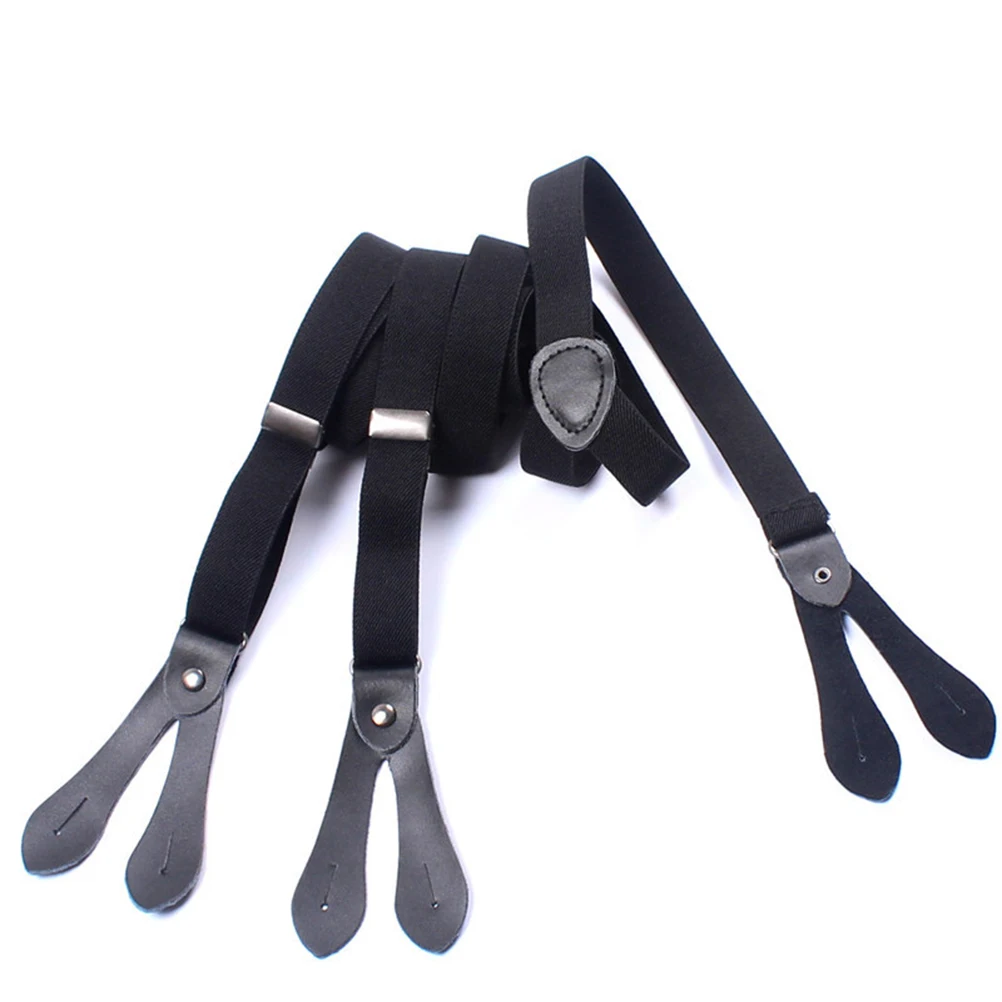

Black Elastic Suspenders 110x2cm Unisex Adjustable Strap Buttons Y Back Strong For Trousers Jeans Shorts Casual Formal Wear
