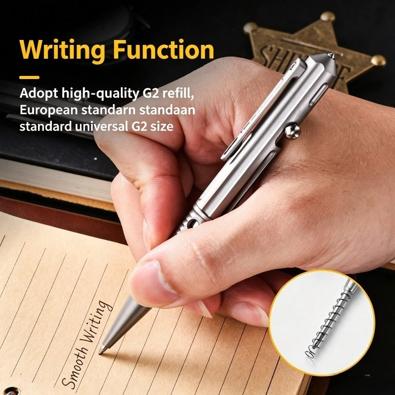 Titanium Alloy Tactical PenTungsten Steel Window Breaker Multifunctional EDC Ballpoint Pen Portable Outdoor Emergency for Men