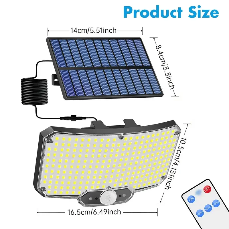 Outdoor Solar Lights 3 Modes Motion Sensor Floodlight 234LED Solar Wall Lights For Outside Yard Garden Fence Pathway Lighting