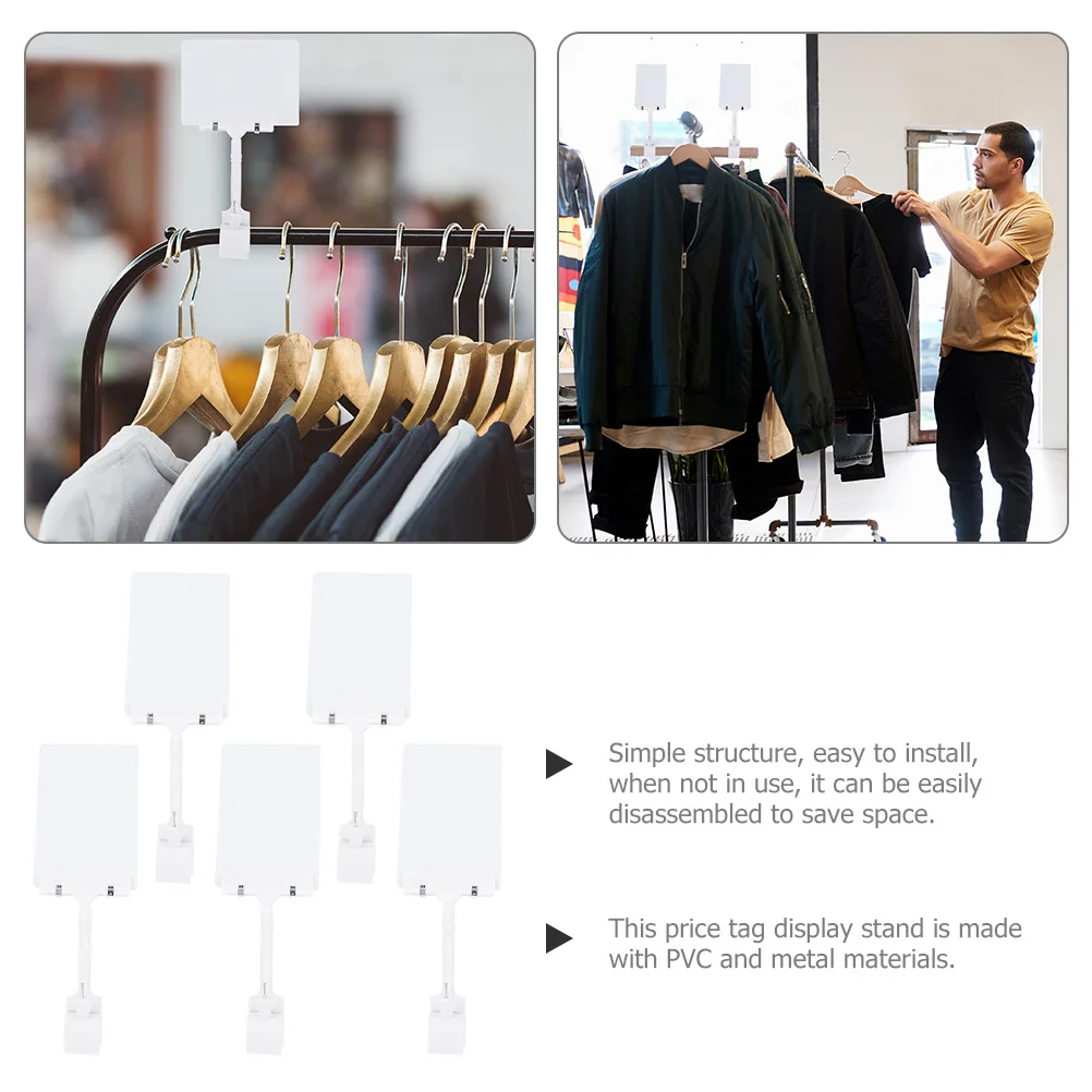

5Pcs Waterproof Price Tags Adjustable Price Tag Holders Multipurpose Sign Stands for Supermarket Store Restaurant Exhibition