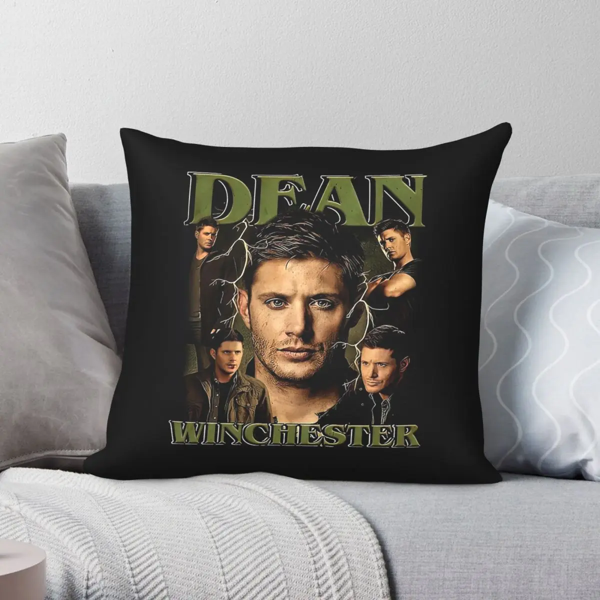 Supernatural Dean Winchester Square Pillowcase Polyester Linen Velvet Pattern Zip Decor Pillow Case Home Cushion Cover