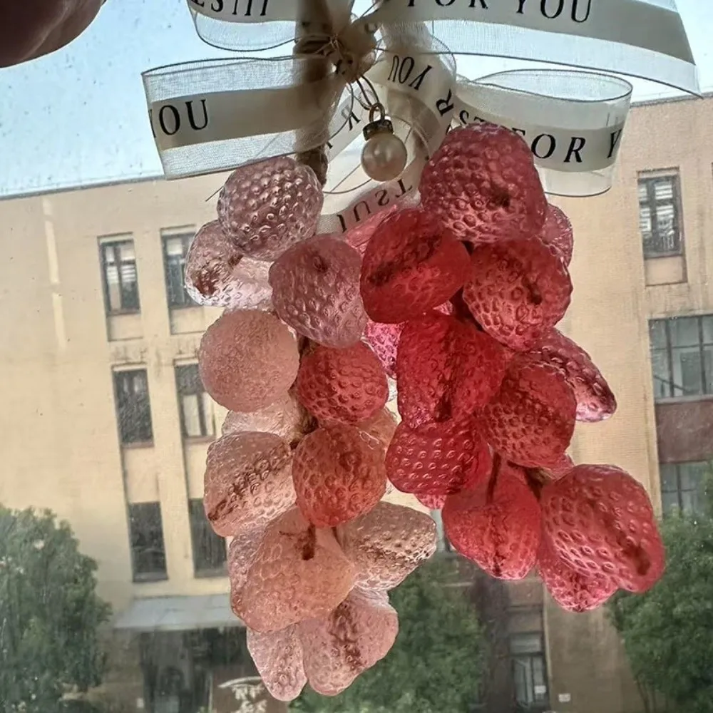 

New Portable Crystal Grape Soap Can Be Hung Washed Strawberry String Pink Crystal Soaps Fruity Essential Oil Soap