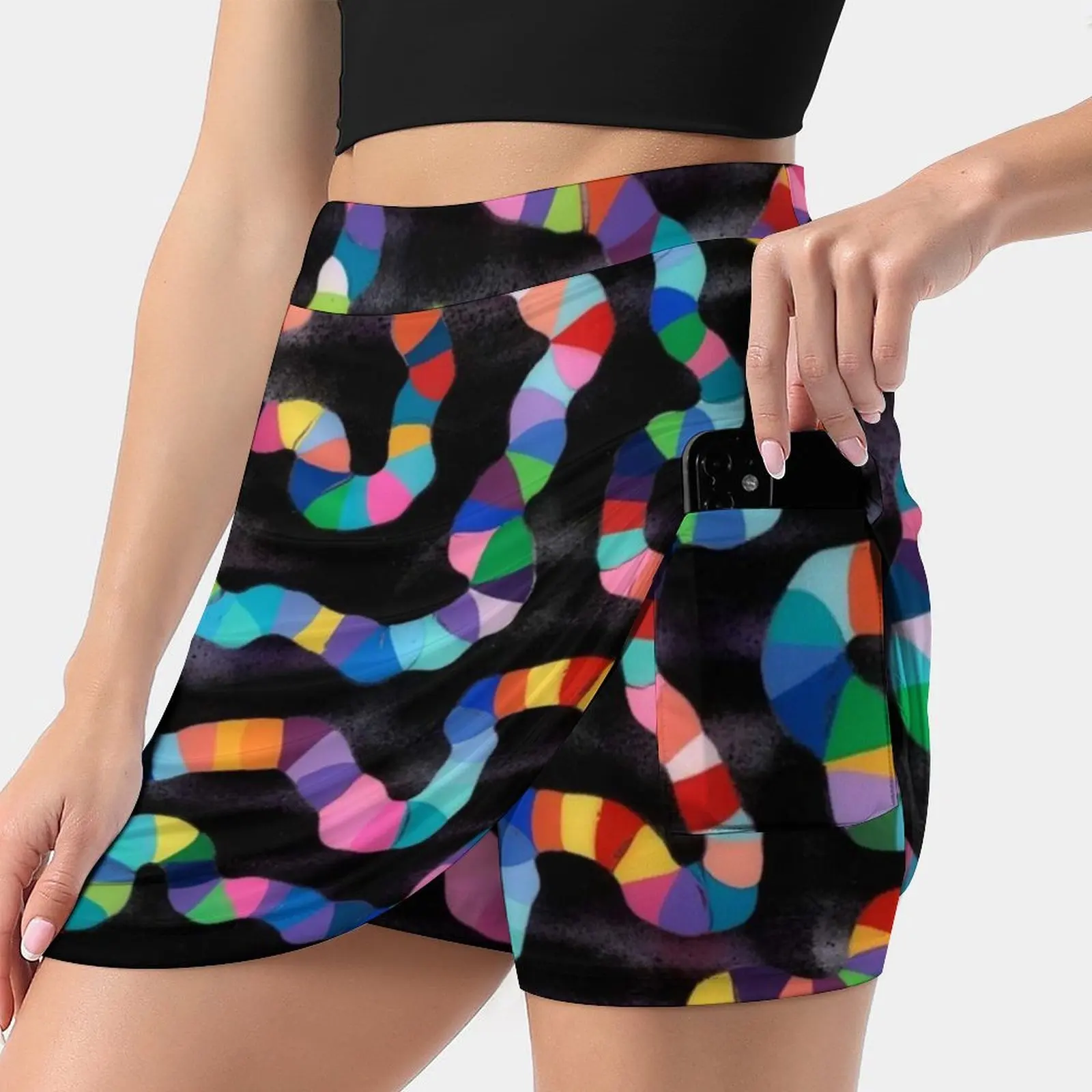 

Candyland Experiment Women's skirt Mini Skirts A Line Skirt With Hide Pocket Rick Schmidt Rickachinoart Rickachino Colorful