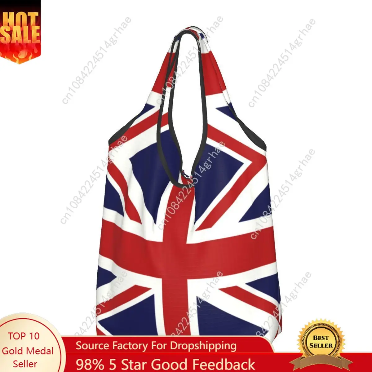 Custom Union Jack Flag Of The UK Grocery Shopping Tote Bag Women Kawaii Shoulder Shopper Bag Large Capacity Handbag