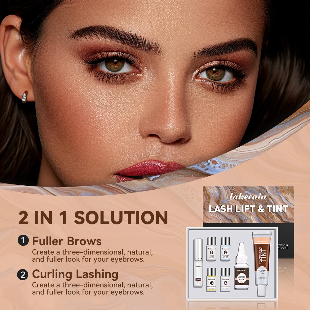 Kit professionale per arricciare le ciglia Effetto per arricciare le ciglia a lunga durata Tintura per sopracciglia Kit per modellare le ciglia Tinta sui ciglia e sopracciglia
