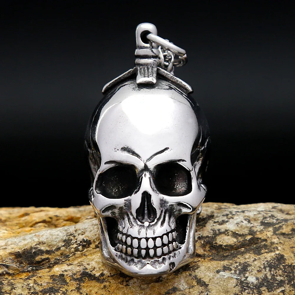 Punk Gothic Skull Pendant Necklaces For Men Stainless Steel Simple Biker Necklace Unique Amulet Jewelry Gift Dropshipping