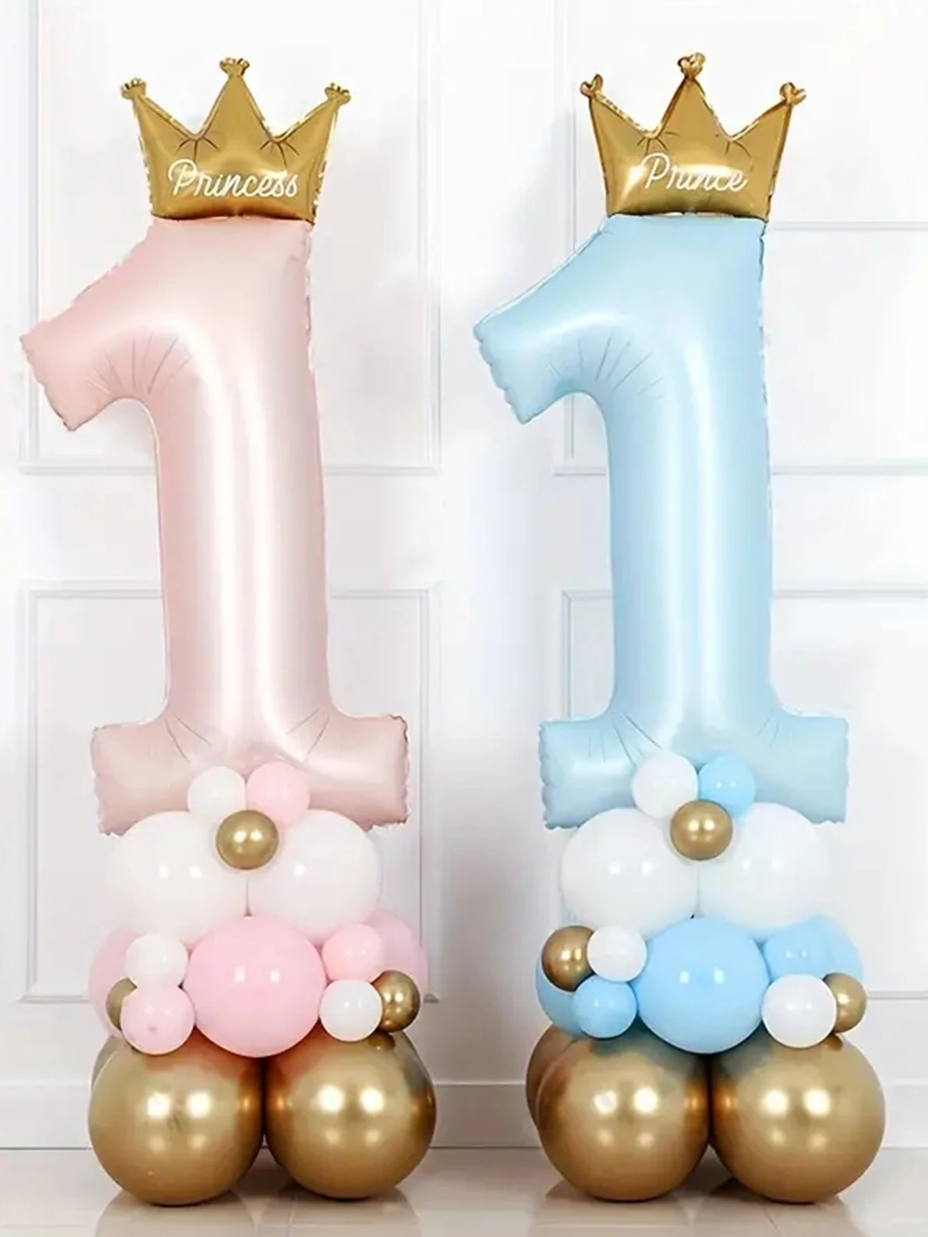 23pcs Baby Boy Girl 1st Birthday Balloon set 42inch Blue pink Crown Number Balloons Birthday Party Decorations kids Baby Shower