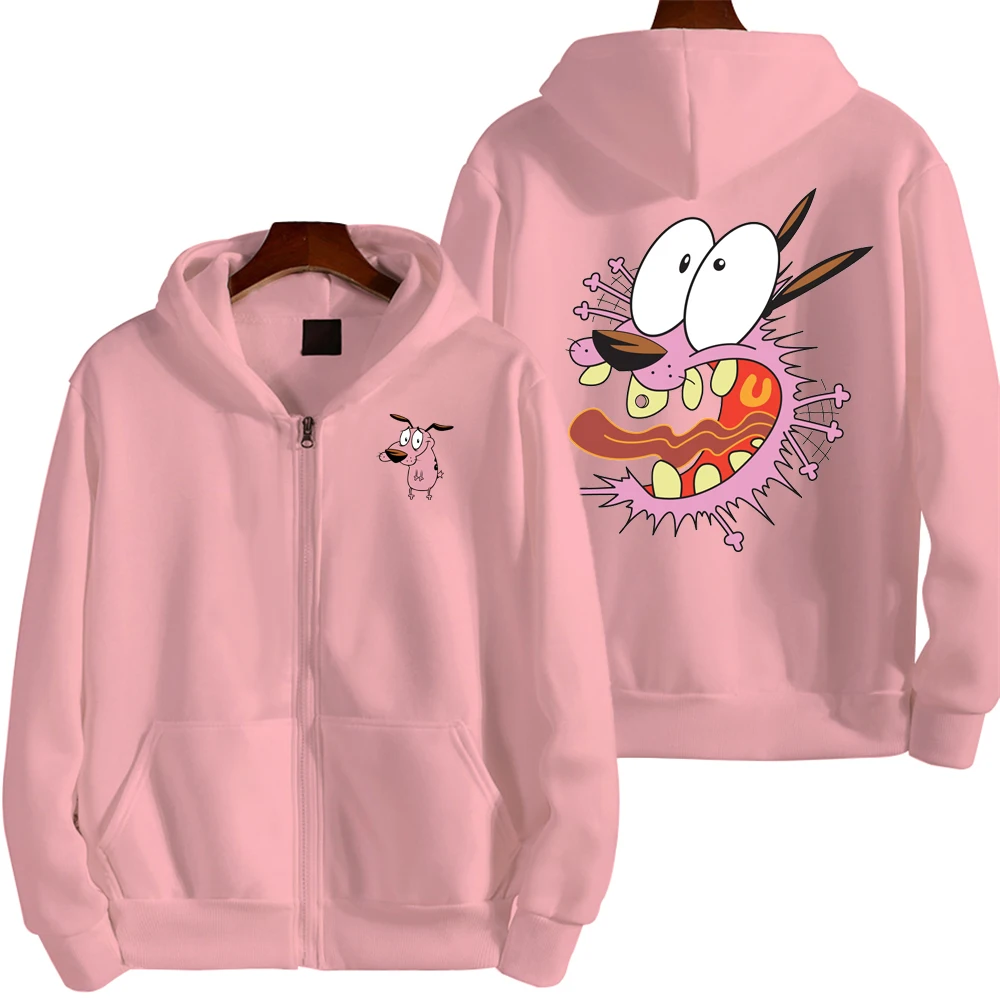 Courage the Cowardly Dog Anime – sweat à capuche avec fermeture éclair pour homme et femme, pull-over pour couple, haut de sport d'extérieur, nouvelle collection printemps et automne