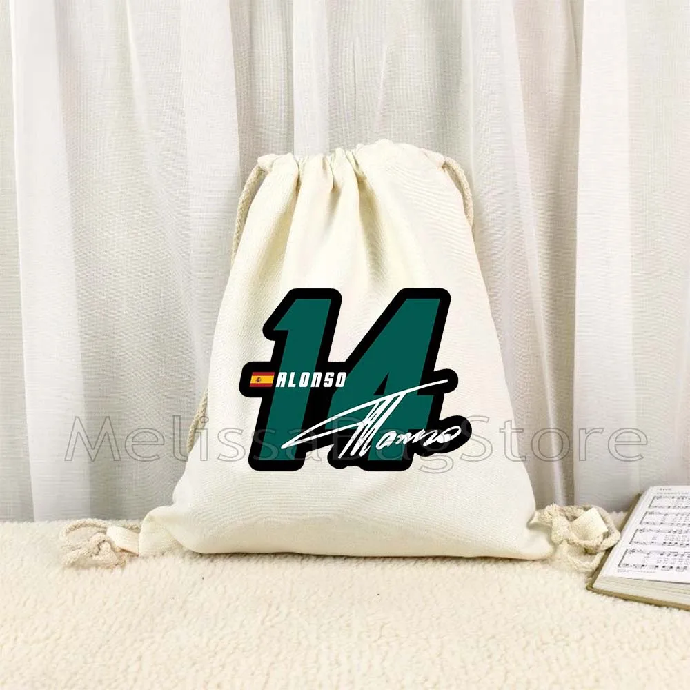 F1 Racer Number Alex 23 Carlos 55 Lewis 44 Lando 4 George 63 Fernando 14 Charles 16 Canvas Drawstring Bag Gym Backpack Sackpack