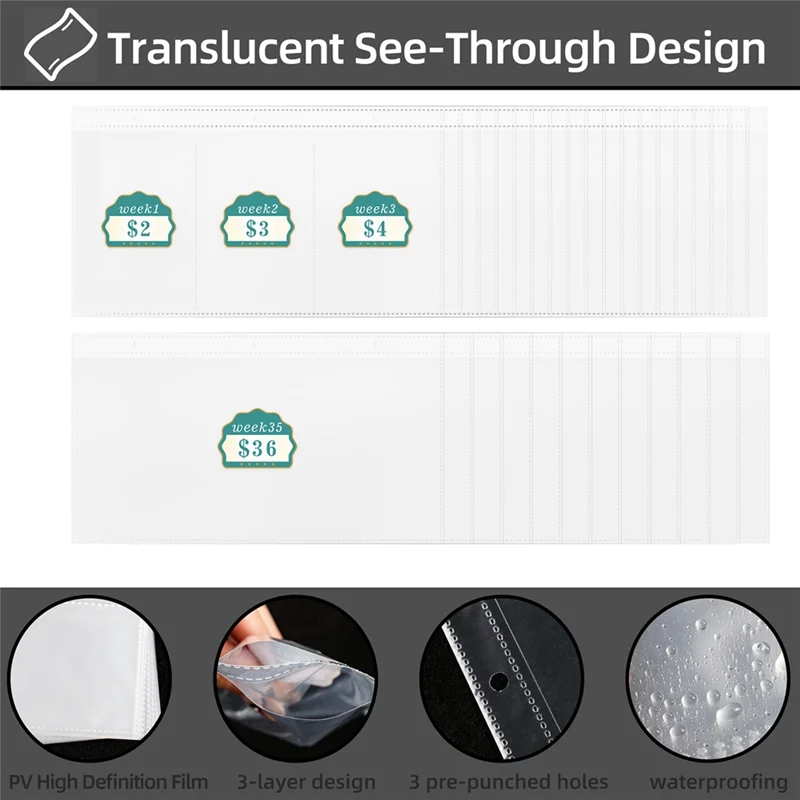 A42Z-52 Week Money Saving Challenge Binder With Savings Challenges Book Cash Envelopes For Budget Planner Financial