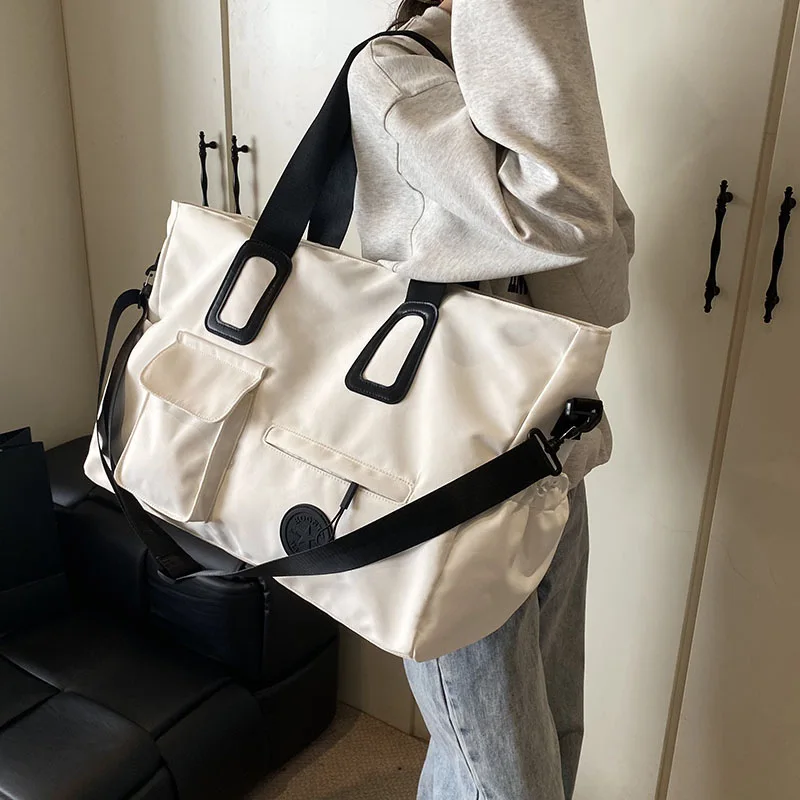 casual-unisex-fitness-bag-outdoor-travel-handbag-picnic-supplies-luggage-bag-durable-denim-material-color-polyester