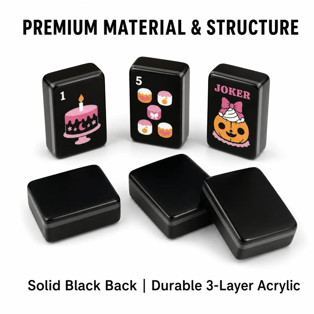 Hand-Crafted Acrylic Halloween Mahjong Tiles in Bagged Packaging