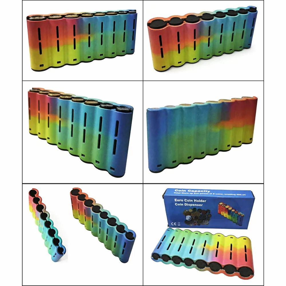 Creative Portable 8 Slot Euro Coin Storage Dispenser Euro Coin Holder Collector For Home Waiter Driver Coins Safe Piggy Bank