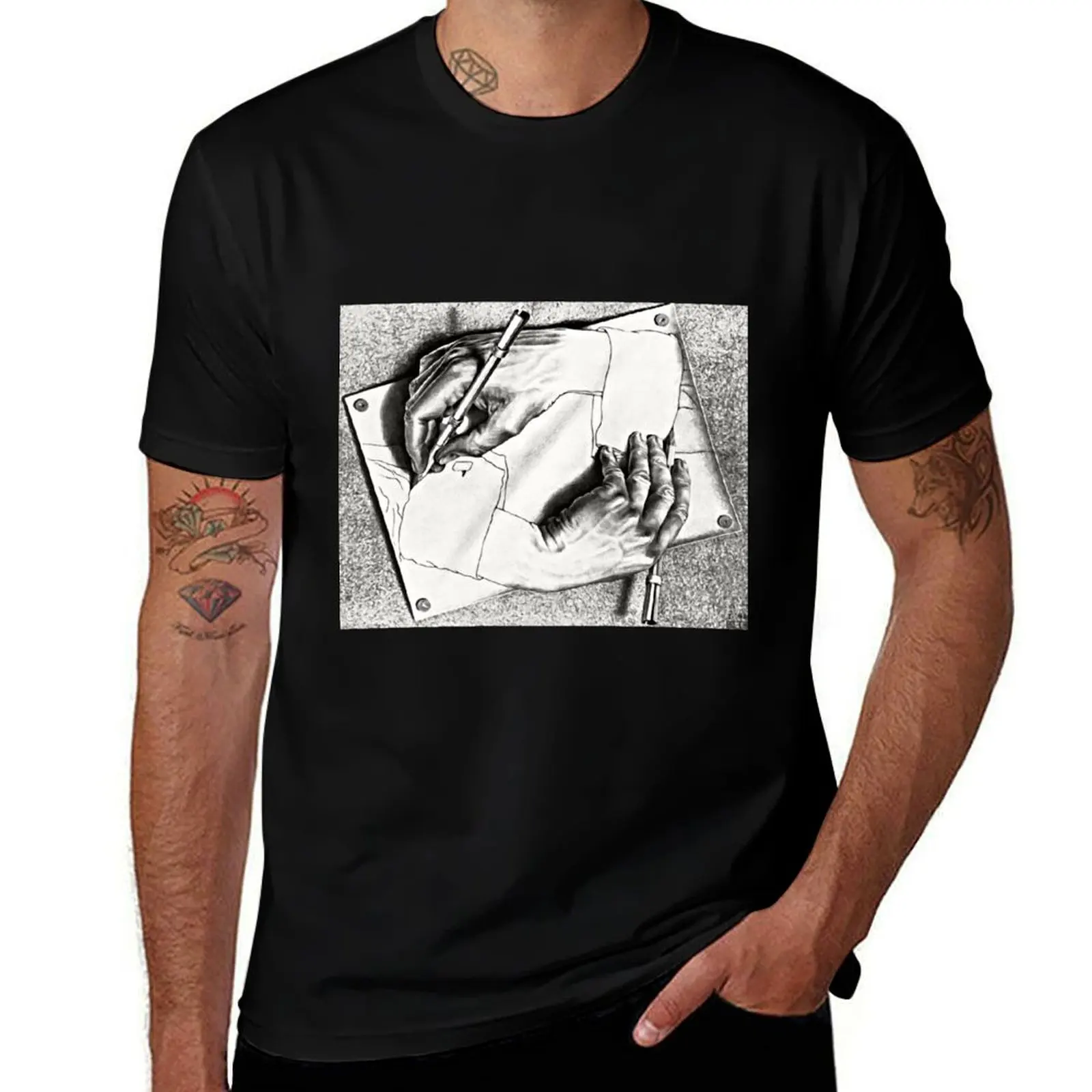 Escher Drawing Hands Art Poster 1948 Imp-Art Surreal Poster T-Shirt Summer Holiday T-Shirt