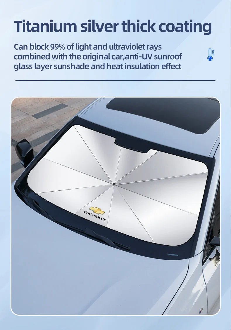 Parabrisas delantero de coche, sombrilla plegable para Chevrolet Corvette Silverado Camaro Tahoe Equinox Montana Bolt EUV Cruze Spin