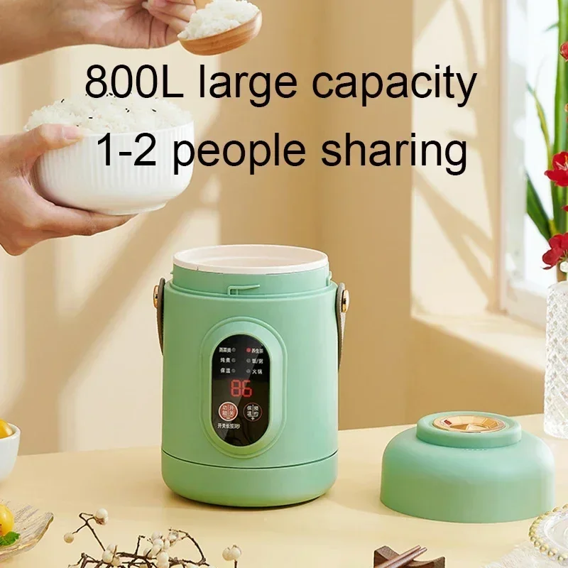 Portable Mini Kettle Rice Cooker Lunch Box - Soup Stew Slow Cook Pot Steamer Noodles Pasta Heater