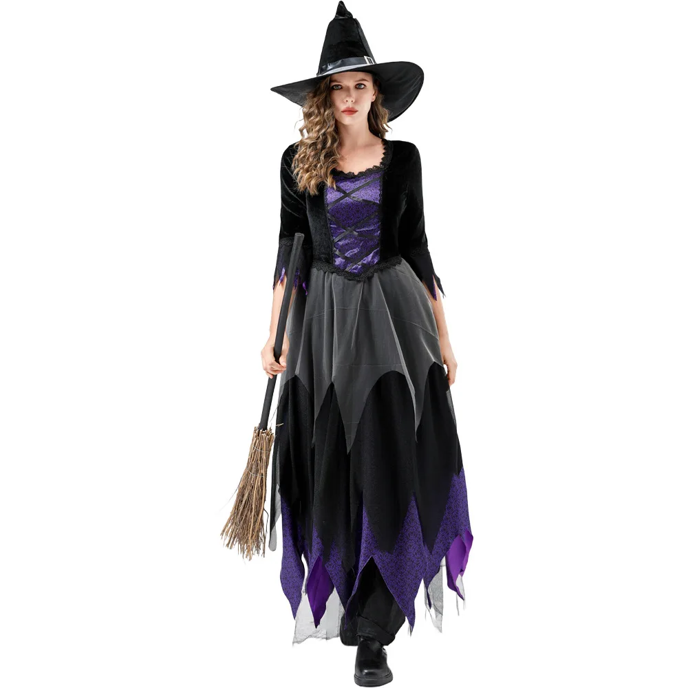 

Halloween Medieval Vintage Court Witch Rave Party Horror Evil Demon Vampire Fantasia Cosplay Witch Dress