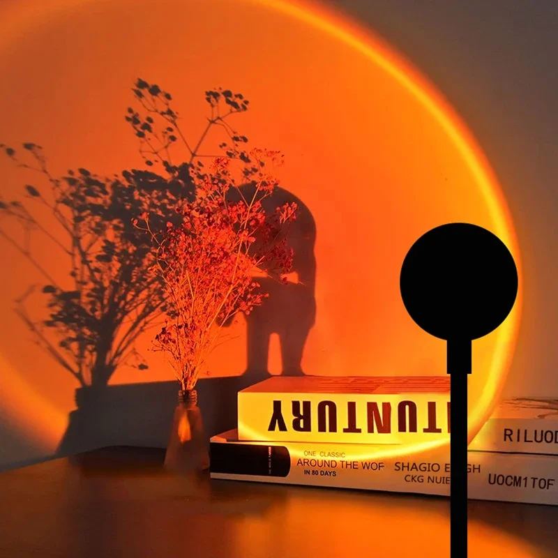 1x USB Sunset Lamp LED Rainbow Neon Night Light Projector Photography Wall Atmosphere Lighting for Bedroom Home Room Decor Gift