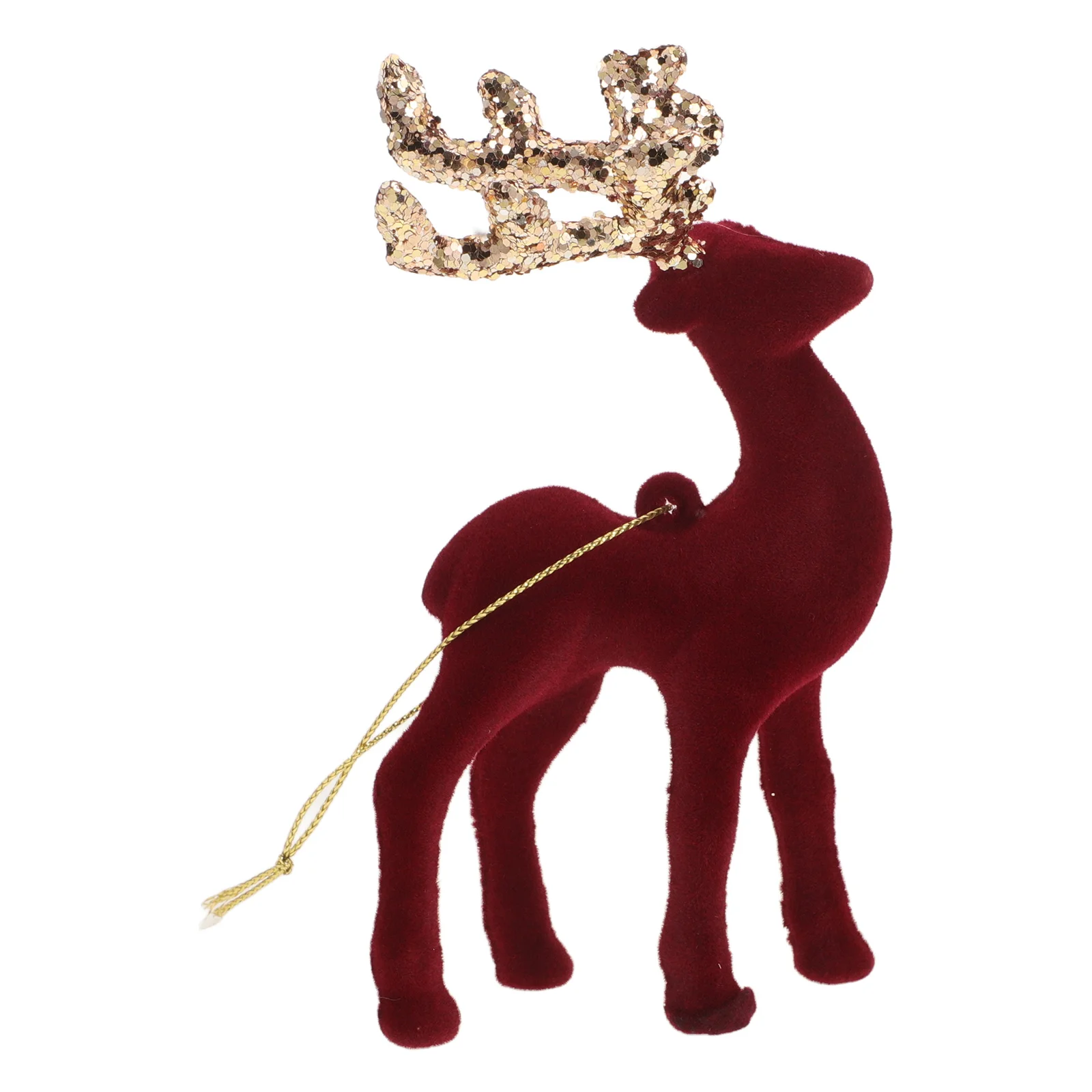 

Christmas Tree Decoration Pendant Flocking Elk Statue Deer Figurine Glitter Powder