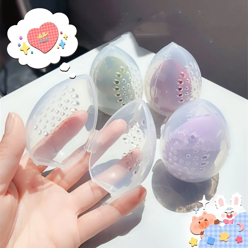 1-3pc/lot Makeup Powder Puff Empty Egg-shaped Frame Transparent Puff Make Up Organizer Holder Beauty Cosmetic Sponge Storage Box