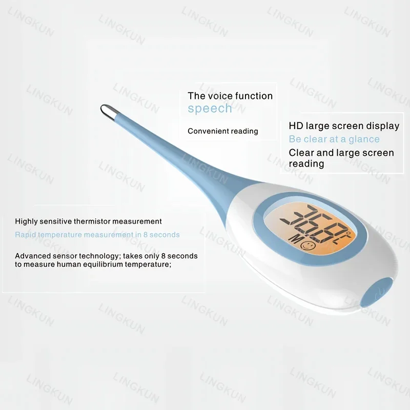 Silicone Fast 8S Thermometer for Fever Digital Infrared Basal Body Thermometer Oral Armpit Rectal Temperature LED Display