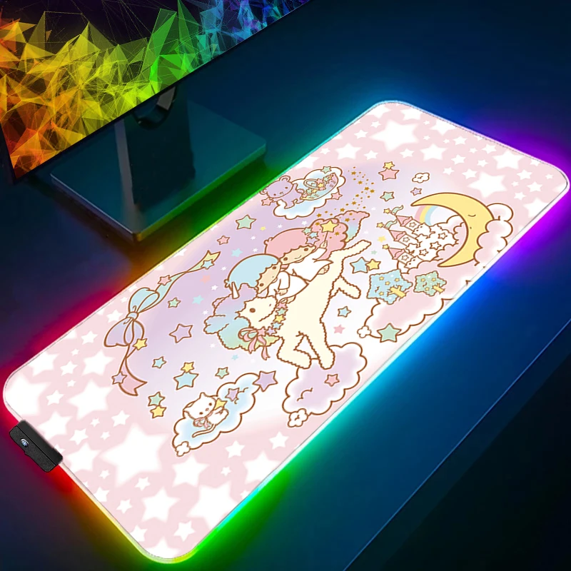 LED Mouse pad Kuromi Computer Laptop eSports Non Slip Anime Keyboard RGB Mouse Mat Mousepad Keyboards Gamers Backlight Desk Mat