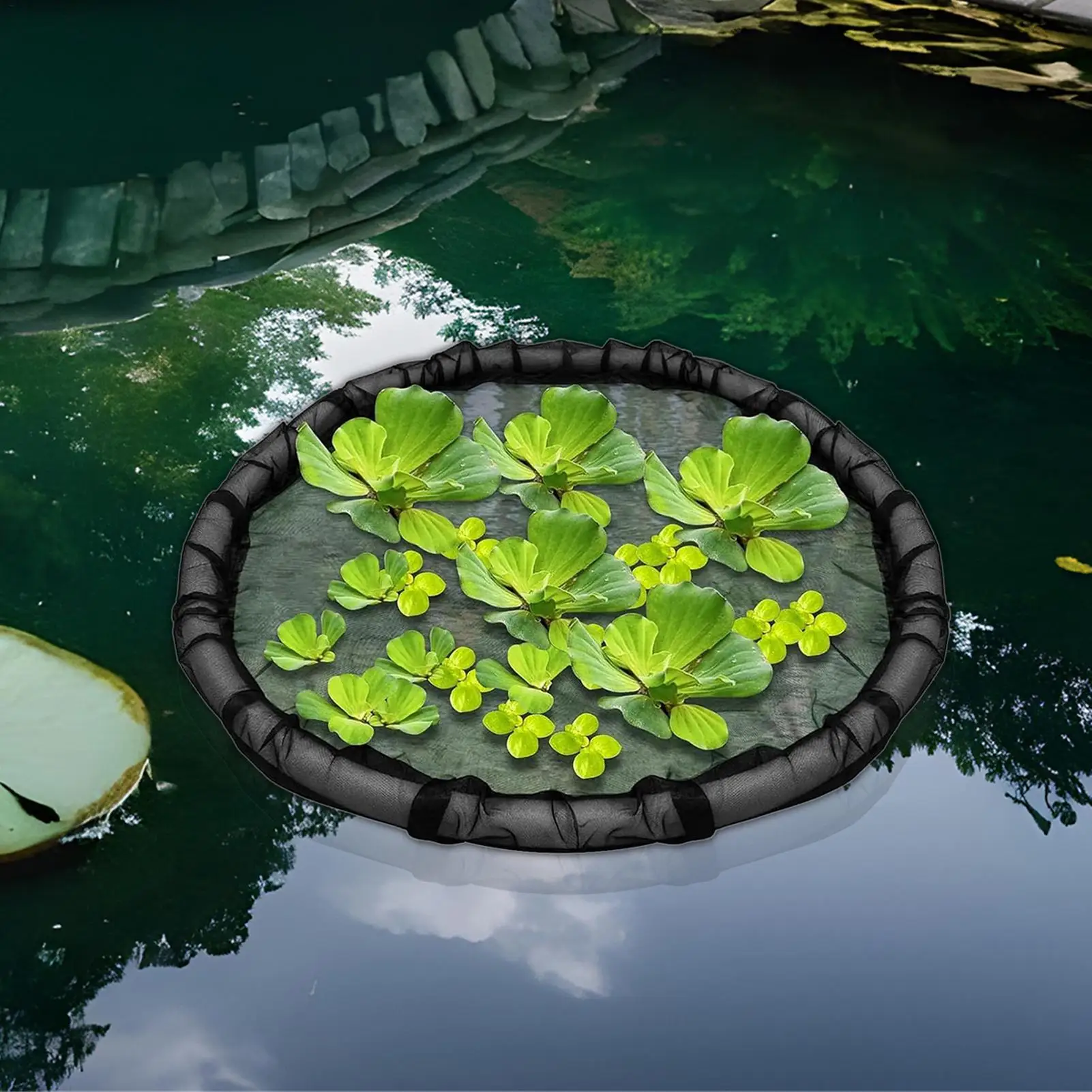 Floating Pond Corral Round Floating Flora Island 17.7inch Fine Mesh Planter For Water Features Home Pond Fish Decoration And
