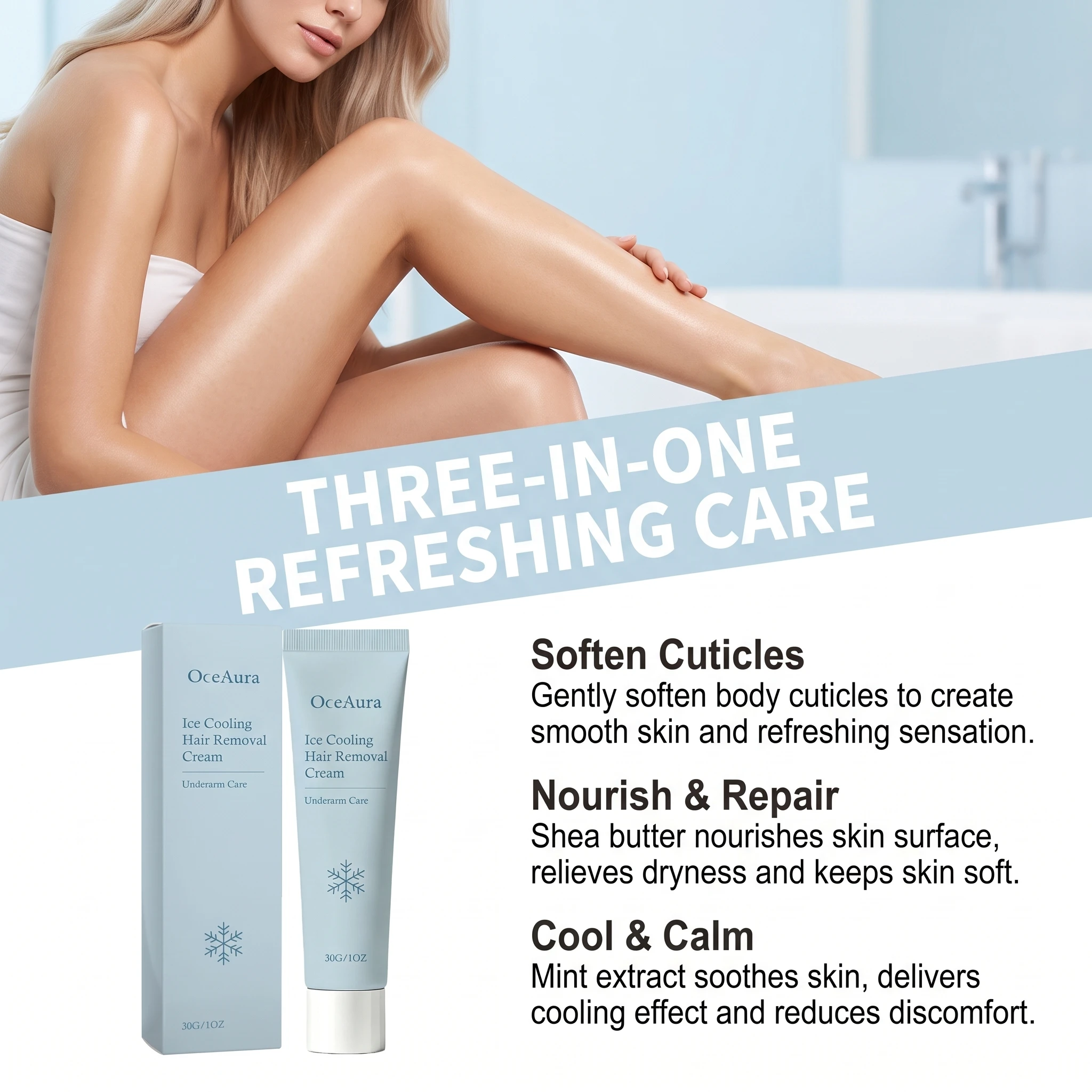 Refreshing and Gentle Hair Removal Cream, Softens Skin Texture, Moisturizes and Smooths Skin, Softens Keratin, and Comfortable