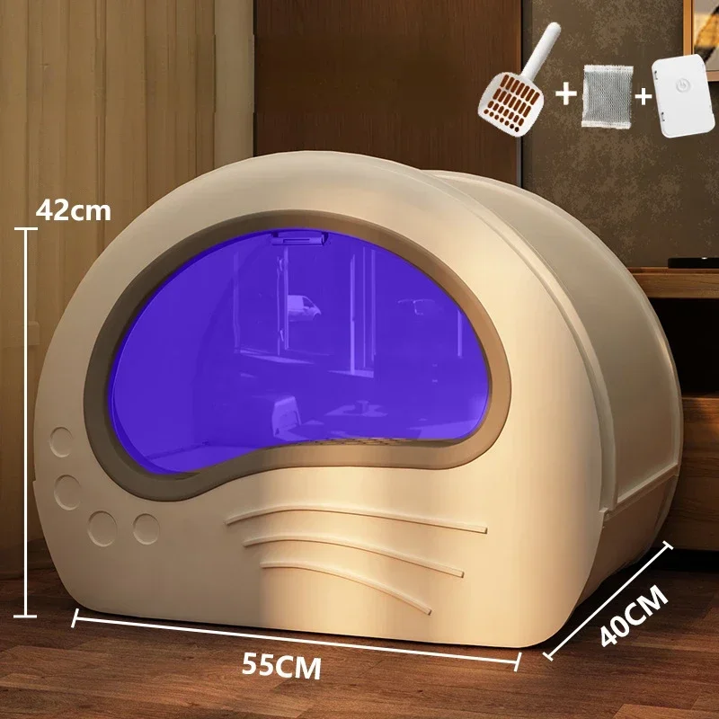 

Fully enclosed oversized drawer cat litter box basin Side double door deodorizing cat toilet box automatic litter tray