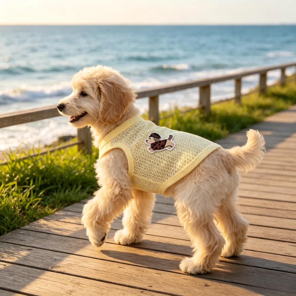 Waffelstrick-Hundeweste Ärmelloses Trägertop Atmungsaktives Sommer-Outfit für Kleine Hunde und Katzen